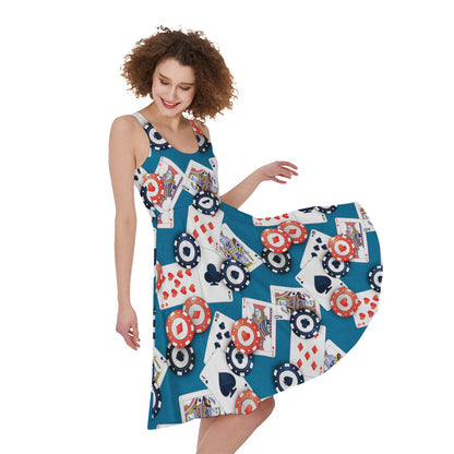 Casino Poker Pattern Print Women's Sleeveless Dress