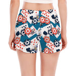 Casino Poker Pattern Print Women's Split Running Shorts