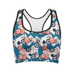 Casino Poker Pattern Print Women's Sports Bra