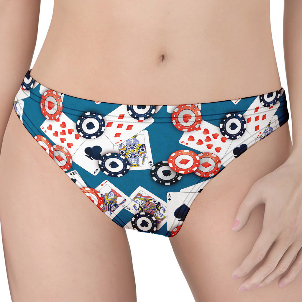 Casino Poker Pattern Print Women's Thong