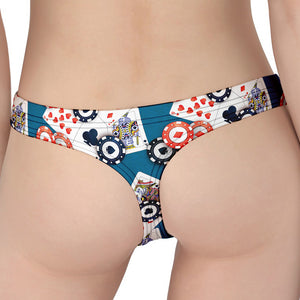 Casino Poker Pattern Print Women's Thong