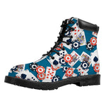 Casino Poker Pattern Print Work Boots