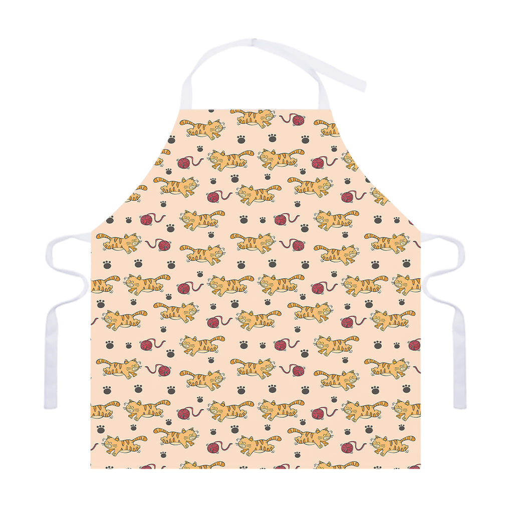 Cat And Yarn Ball Pattern Print Adjustable Apron