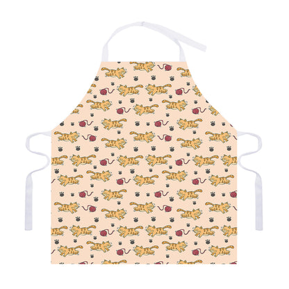 Cat And Yarn Ball Pattern Print Adjustable Apron