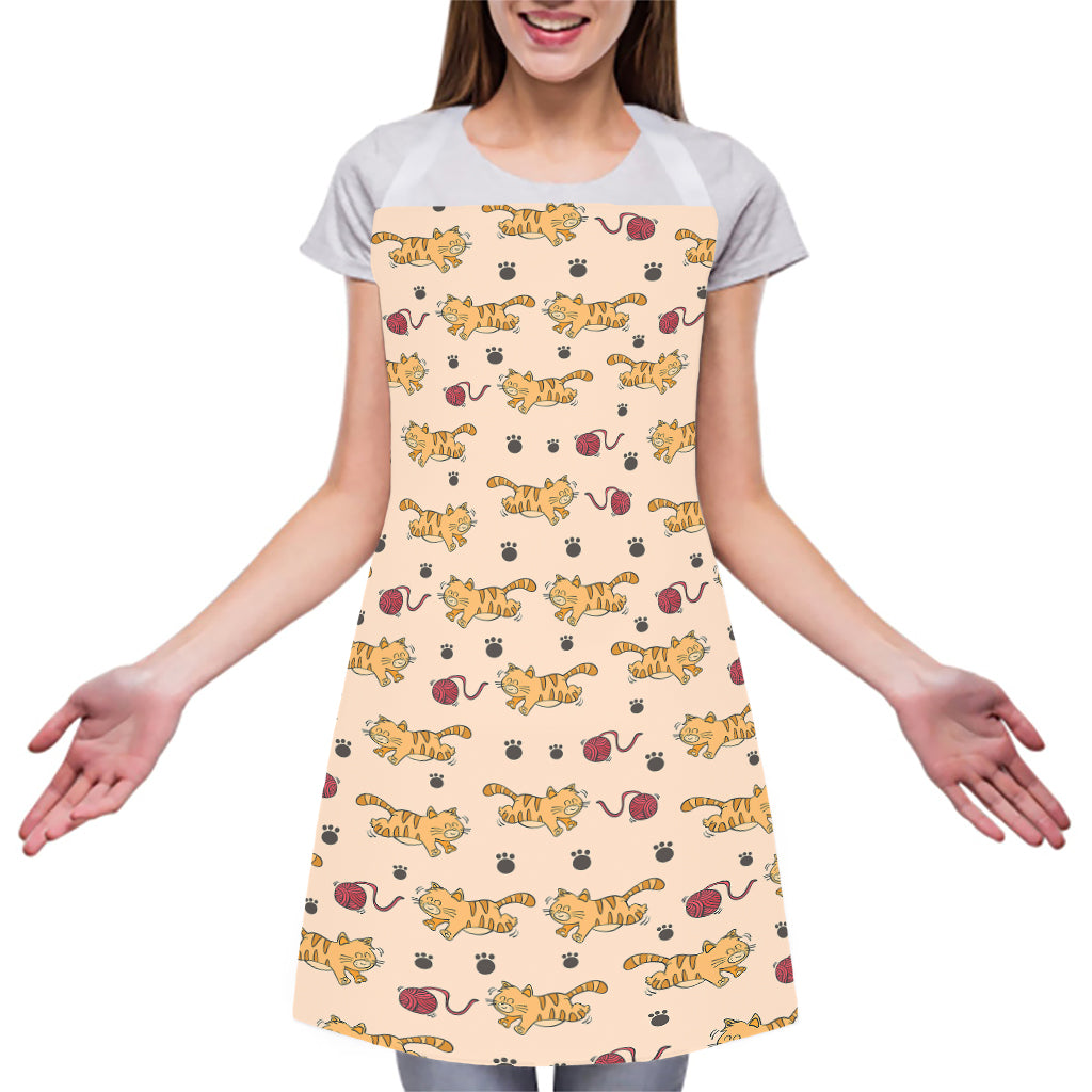 Cat And Yarn Ball Pattern Print Adjustable Apron