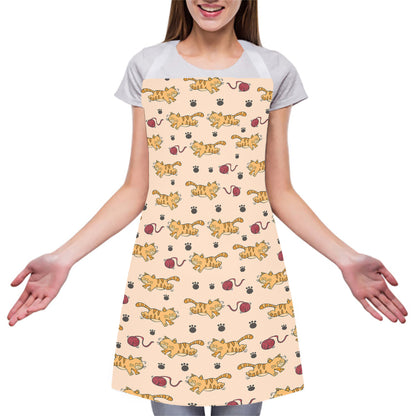 Cat And Yarn Ball Pattern Print Adjustable Apron