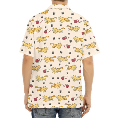 Cat And Yarn Ball Pattern Print Aloha Shirt
