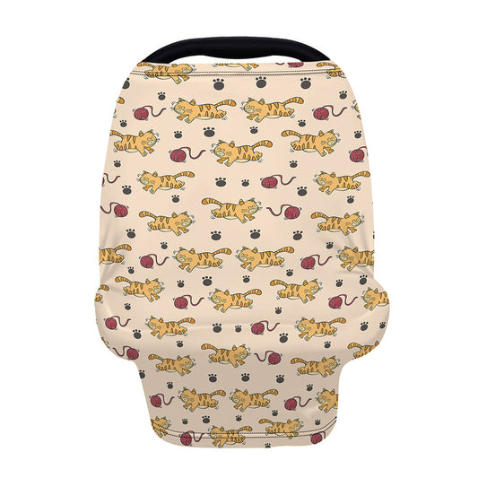 Cat And Yarn Ball Pattern Print Baby Seat Cover