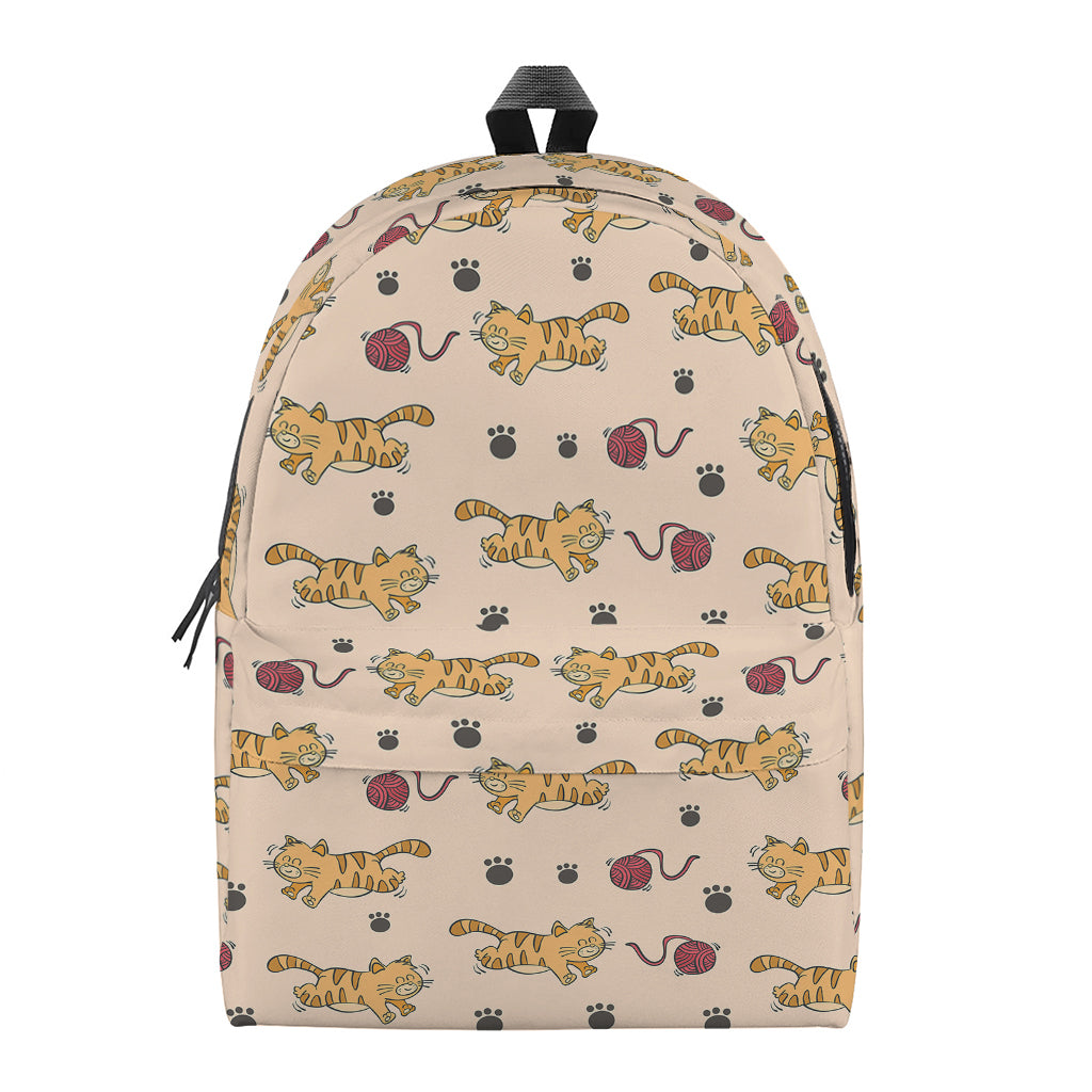 Cat And Yarn Ball Pattern Print Backpack
