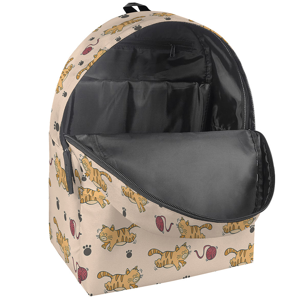Cat And Yarn Ball Pattern Print Backpack