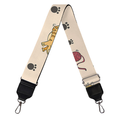 Cat And Yarn Ball Pattern Print Bag Strap
