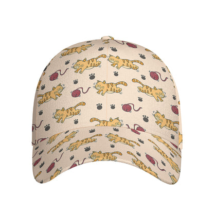 Cat And Yarn Ball Pattern Print Baseball Cap