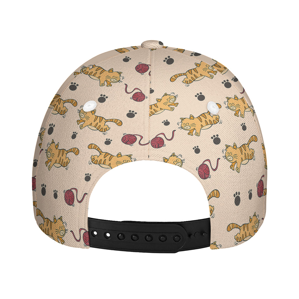 Cat And Yarn Ball Pattern Print Baseball Cap