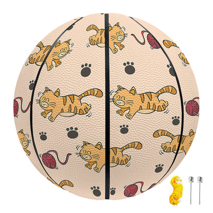 Cat And Yarn Ball Pattern Print Basketball