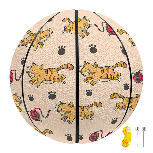 Cat And Yarn Ball Pattern Print Basketball