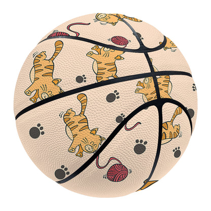 Cat And Yarn Ball Pattern Print Basketball