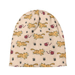Cat And Yarn Ball Pattern Print Beanie