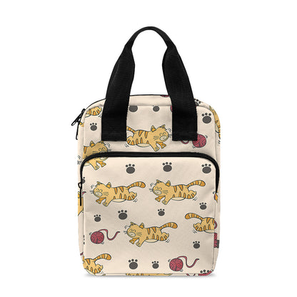 Cat And Yarn Ball Pattern Print Bible Tote Bag