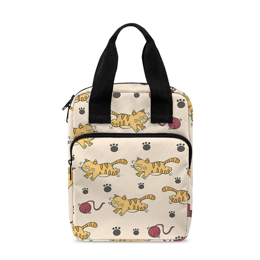 Cat And Yarn Ball Pattern Print Bible Tote Bag