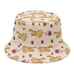 Cat And Yarn Ball Pattern Print Bucket Hat