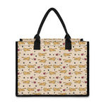 Cat And Yarn Ball Pattern Print Canvas Tote Bag