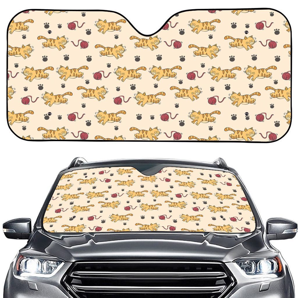 Cat And Yarn Ball Pattern Print Car Windshield Sun Shade