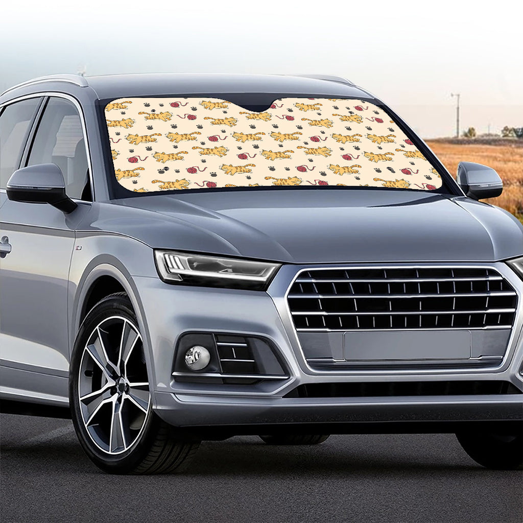 Cat And Yarn Ball Pattern Print Car Windshield Sun Shade