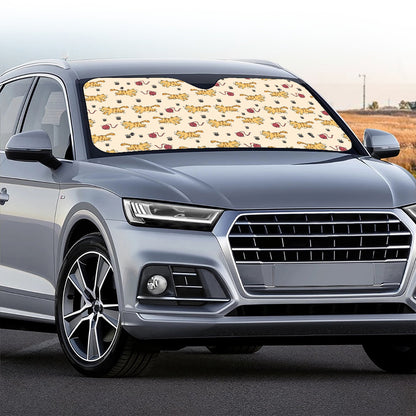 Cat And Yarn Ball Pattern Print Car Windshield Sun Shade