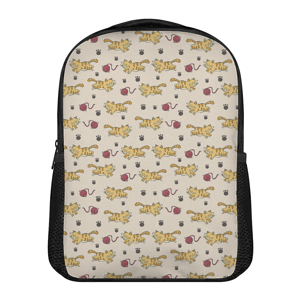 Cat And Yarn Ball Pattern Print Casual Backpack