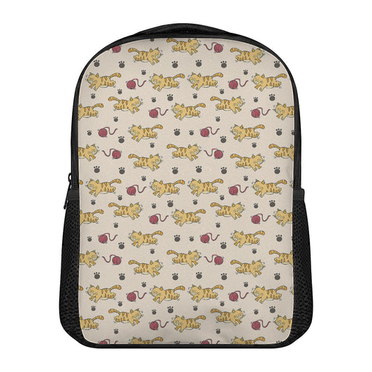 Cat And Yarn Ball Pattern Print Casual Backpack