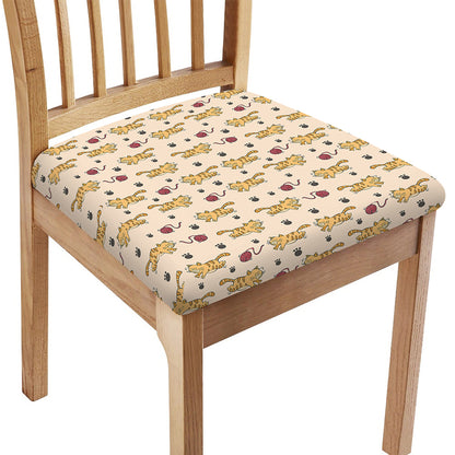 Cat And Yarn Ball Pattern Print Chair Cushion Cover