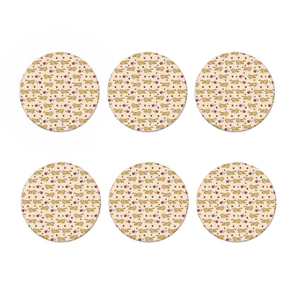 Cat And Yarn Ball Pattern Print Coaster Set