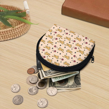 Cat And Yarn Ball Pattern Print Coin Purse