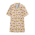 Cat And Yarn Ball Pattern Print Cotton Hawaiian Shirt