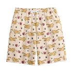 Cat And Yarn Ball Pattern Print Cotton Shorts