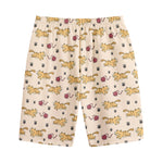 Cat And Yarn Ball Pattern Print Cotton Shorts