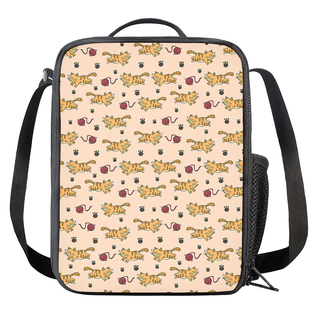 Cat And Yarn Ball Pattern Print Crossbody Lunch Bag