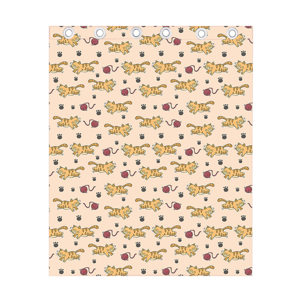 Cat And Yarn Ball Pattern Print Curtain