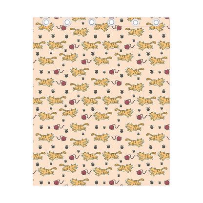 Cat And Yarn Ball Pattern Print Curtain