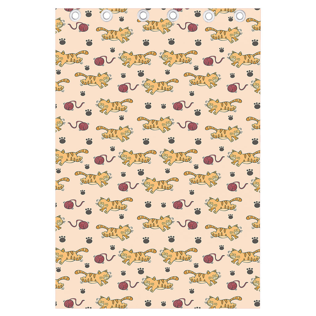 Cat And Yarn Ball Pattern Print Curtain