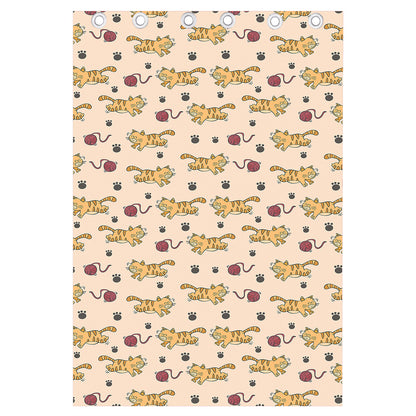 Cat And Yarn Ball Pattern Print Curtain