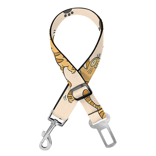 Cat And Yarn Ball Pattern Print Dog Seat Belt