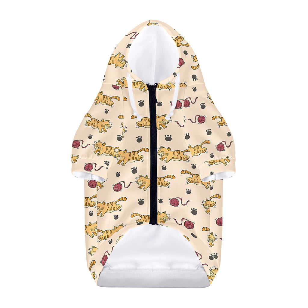 Cat And Yarn Ball Pattern Print Dog Zip Up Hoodie