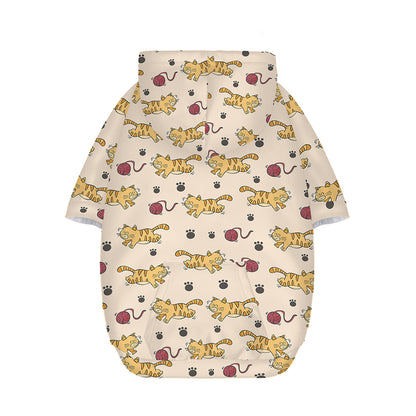 Cat And Yarn Ball Pattern Print Dog Zip Up Hoodie