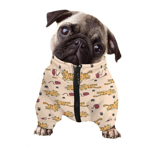 Cat And Yarn Ball Pattern Print Dog Zip Up Jacket