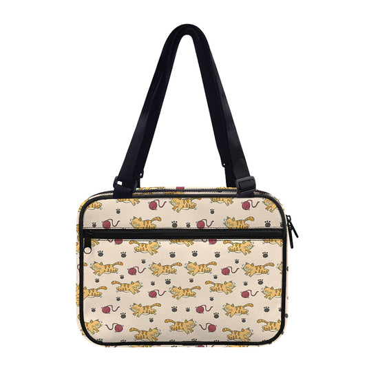 Cat And Yarn Ball Pattern Print Double Strap Bible Bag