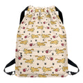 Cat And Yarn Ball Pattern Print Drawstring Backpack