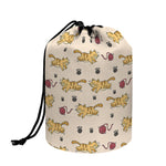 Cat And Yarn Ball Pattern Print Drawstring Makeup Bag