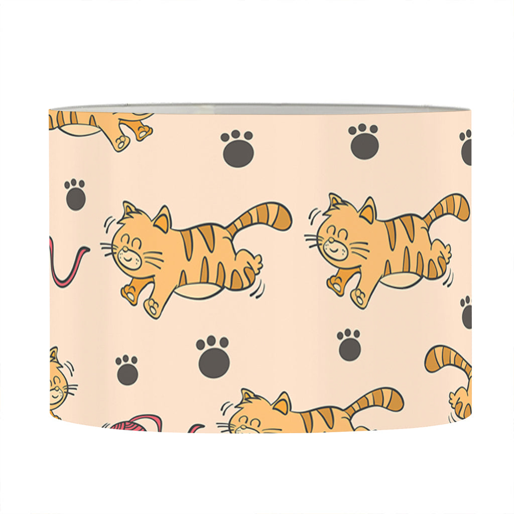 Cat And Yarn Ball Pattern Print Drum Lamp Shade