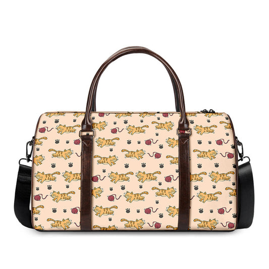 Cat And Yarn Ball Pattern Print Duffle Bag